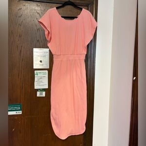 Anthropologie daily practice peach Dolman-Sleeved Ribbed Midi dress size small
